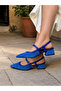 Amore Cobalt Blue Suede 3 cm Short Heel Strappy Sandals Shoes