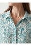 Lcw Modest Green Shirt Collar Floral Waist Fit Dress - 3