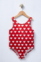 Girl's Heart Swimsuit Red and White Patterned Sea and Pool Swimming Swimsuit - 3