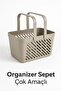 2-Piece Gray Handle Organizer Basket Kitchen Bathroom Organizer Carrying Set - 2