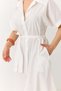 Women's Polo Collar Midi Length Belted Dress White - 4