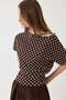 Women's brown ruched waist short sleeve blouse - 3