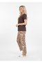 Brown T-Shirt Pajamas Set | Zebra Print Loungewear | Rayon Comfort Nightwear - 2