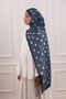 Polka Dot Patterned Muslin Shawl Indigo - 2