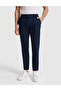 Navy Blue Straight Fit Linen Blend Elastic Waist Canvas Trousers 50320840-Vr033 - 2