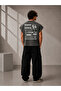 Introvert Printed Oversize Worker Boxy Fit Sleeveless Crew Neck T-Shirt