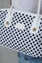 Women's Canvas Shoulder Bag Set of 2 – Cream Black & Black Polka Dot Zippered Daily Handbag - 7