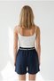 Women's Navy Blue Belt Detailed Pocketed Cotton Shorts Shrt-19000098 - 5