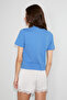 Algher women's printed short sleeve organic cotton crew neck crop blue t-shirt - 5