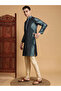 Mens Self Design Jacquard Silk Kurta Set - 3