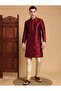Mens Self Design Jacquard Silk Kurta Set - 4