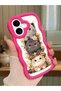 iPhone 16 Compatible Case with Camera Protector Red Silicone Couple Phone Case Cat Pattern