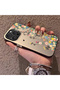 iPhone 16 Pro Compatible Silicone Edge Hard Back Case Couple Phone Case with Floral Pattern - 2