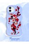 iPhone 12 Compatible Case Camera Protector Blue Silicone Couple Phone Case Floral Pattern - 2