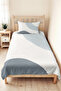 Blue Geometric Modern Young Room Single Pique Set - Gray Minimal 160X220 cm Bedspread - 2