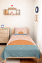 Minimal Sun Patterned Teen Room Single Pique Set - Pastel Blue 160X220 cm Bedspread - 2