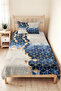 Blue Geometric Modern Young Room Single Pique Set-White Gold 160X220 cm Quilted Bedspread - 2