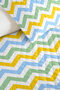 Blue Zigzag Geometric Youth Room Single Pique Set-Yellow Green 160X220 cm Quilted Bedspread - 3
