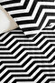 Black Geometric Zigzag Youth Room Single Pique Set - Modern 160X220 cm Quilted Bedspread - 3