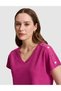 Fuchsia Comfort Fit V-Neck T-Shirt 50323604-Vr023 - 2