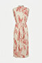 Shawl Patterned Pleated Dress - Red