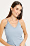 Women Blue Strappy Lace Vest - 4