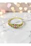 Pastel Flower Garden Themed Pink Zircon Stone Enamel Gold Steel Handcuff Bracelet - Does Not Tarnish - 3