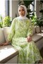 Women's Green Tie-Dye Patterned Long Hijab Dress Comfortable Fit Layered Dress - 4