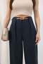 Calista Women's High Waist Wide Leg Fabric Trousers with Belt Detail - Belt Included - 7