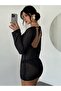 Women's Backless Lace-Up Spanish Sleeve Openwork Knitwear Mini Beach Dress - 4