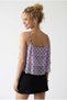 4943 Women's Polka Dot Chiffon Ruffled Strappy Crop Blouse Lilac - 5