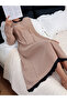 Beige Textured Lace Trim Nightdress - 2