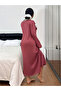 Burgundy Long Sleeve Nightdress with Lace Trim - 2