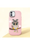 iPhone 12 Compatible Case Camera Protector Pink Silicone Couple Phone Case with Owl Pattern