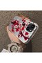 iPhone 15 Plus Compatible Silicone Edge Hard Back Case Couple Phone Case with Floral Pattern - 4