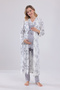 Gray Lace Design Strappy Cotton Maternity Pajama Set with 3-Piece Pajamas - 5
