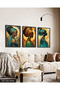 African Women 3 Pieces Wooden Framed Painting Act