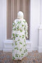 Green Sleeve Collar Ruffle Patterned Dress - 4
