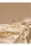 Gold Color Forged Textured Geometric Shuttle Earrings - 2
