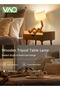 3-Color LED Table Lamp Fabric Lampshade Online Switch Bedside Lamp Solid Wood Base Night Light Home - 7
