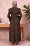 Button-Front Flounce Hijab Dress - Long Casual Dress with Ruffle Detail - 4