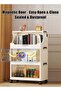 CozyNest 5-Tier Foldable Mobile Storage Cabinet, 65cm Wide Transparent Door Organizer, Rolling Snack Storage Rack for Living Room & Bedroom - 3