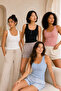 Women's Button Detailed U-Neck Thick Strap Flexible 4-Piece Basic Undershirt - 95% Cotton & Breathable Fabric