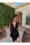 Black Deep V-Neck Dress with Shorts