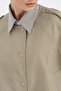 Women's Leather Fabric Shirt Detailed Lined Design Coat Jacket - 5