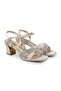 Women's Evening Dress Shoes Square Toe Medium Heel Stoned Banded Satin L085.K904 - 3
