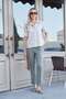 Women's Linen Collared Short Sleeve Shirt-Sand - 3