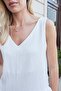 Women's Front Back V-Neck Skirt Ruffled Sleeveless Blouse-Cream - 5