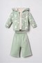 Embroidered Baby Girl Cardigan Green Long Sleeve Pajama Set Usb3256-C-V1