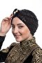 Women's Black Turban with Lace and Feathers, Practical Evening Dress Bonnet - Sandy Fabric - 4